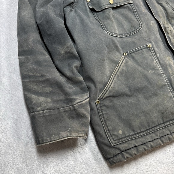 Big Smith Canvas Jacket Mens 2XL Black Chore Lined Workwear Heavily Distressed - Picture 3 of 16